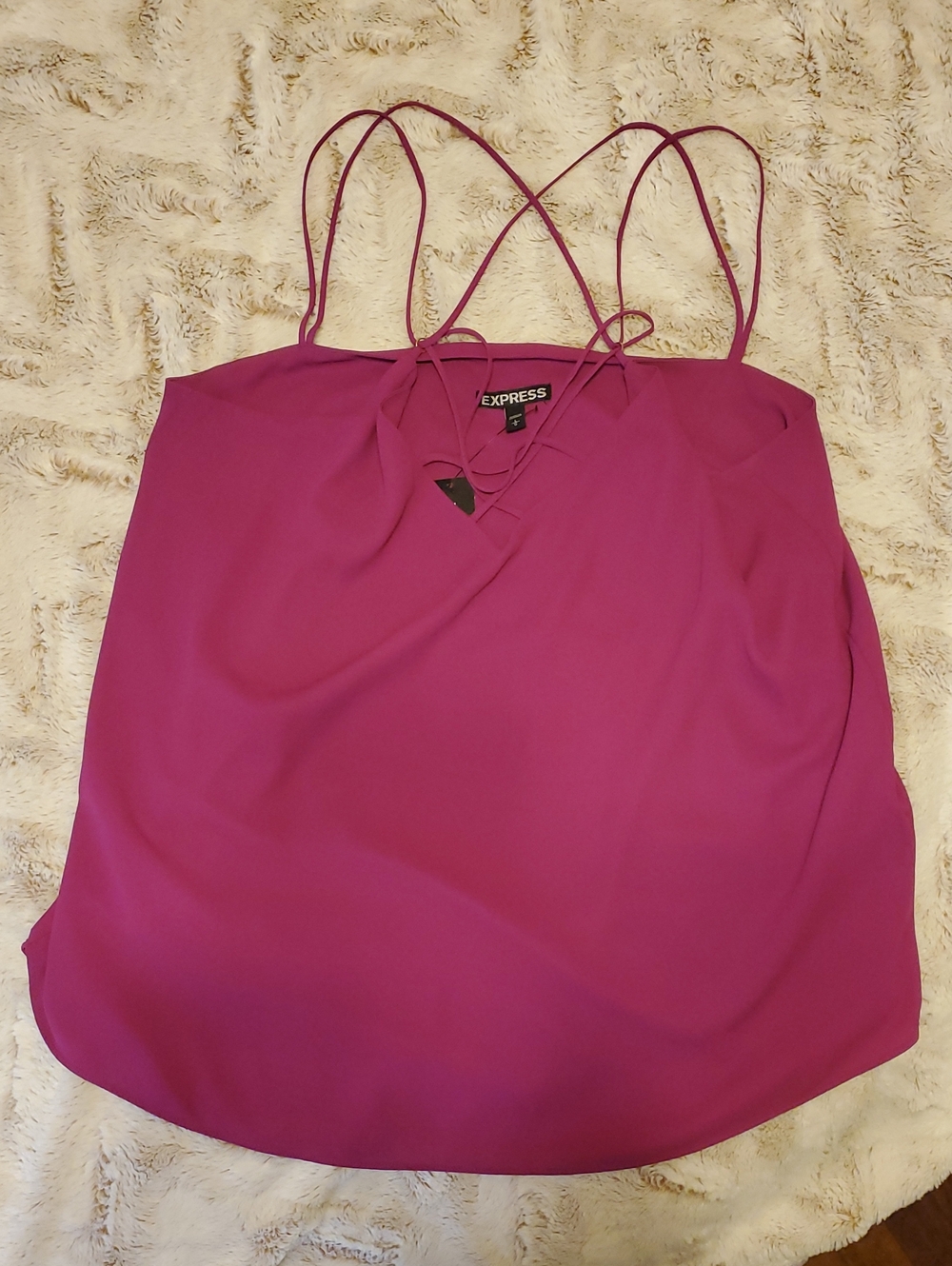 Express Women's Magenta Strappy V-Neck Dress Top